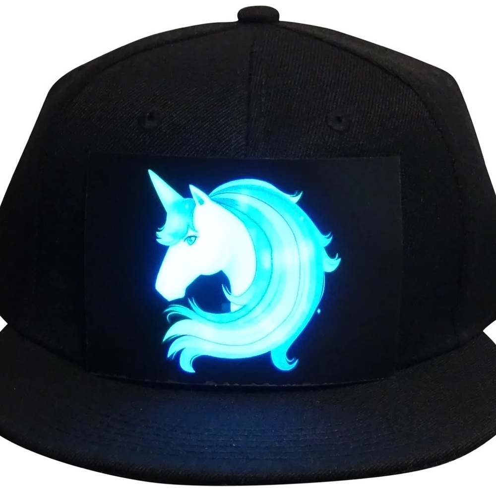 Light up unicorn snap back hat